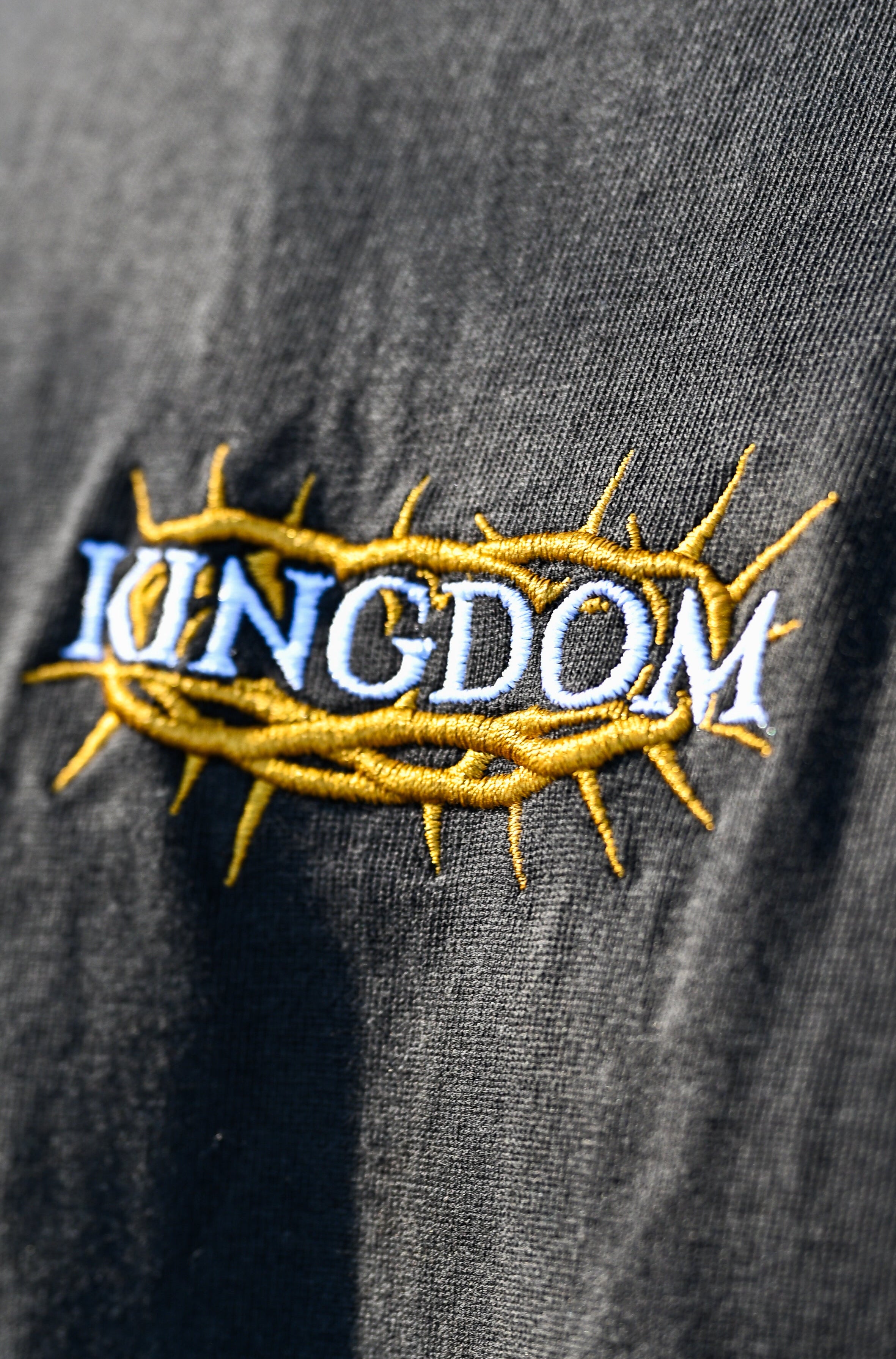 crown of thorns embroidery tee